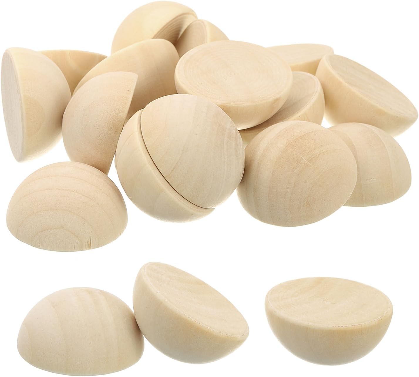 sourcing map 100Pcs Half Wood Balls, 30mm/2.6inch Natural Color Wooden Split Balls Bulk Unfinished Half Sphere Ornaments for Crafts DIY Projects Party Decoration