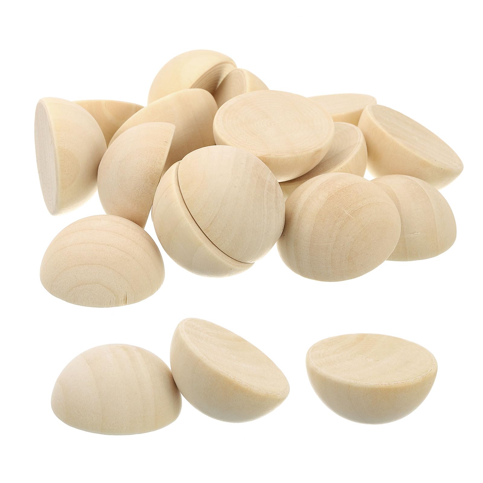 QUARKZMAN 100Pcs Mezze Sfere Di Legno 30mm/2.6inch Colore Naturale