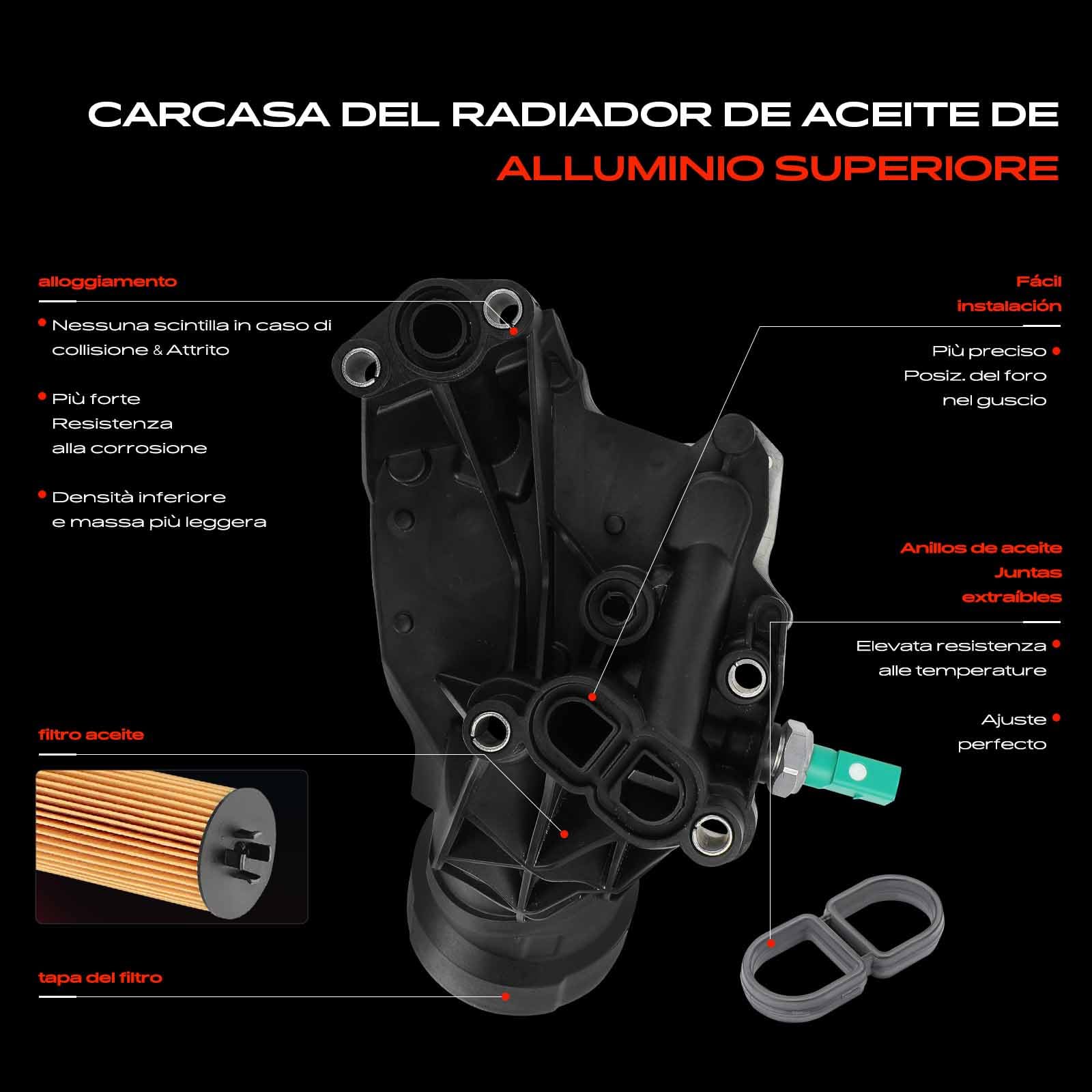 Frankberg Radiatore dell'olio Filtro dell'olio Compatibile con A6 Avant 4G5 4GD 2.0 TDI Q5 8RB 2.0 TDI quat.tro A6 4G2 4GC 2.0 TDI Replace# 03N115433B,03N115389J