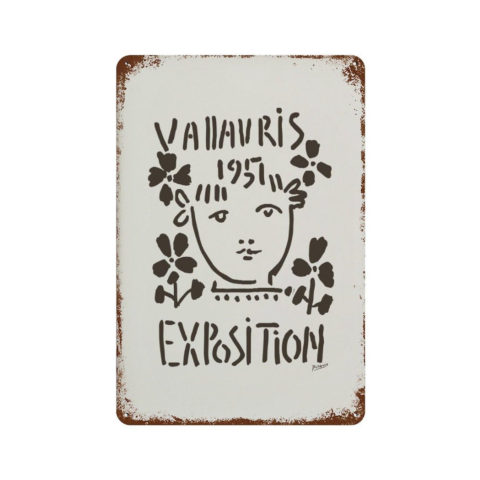 xiaoxiaoshen Picasso Vallauris Exposition Vintage Wall Decor Art Metal Tin Poster Modern Home Decor Art Home Bar Shop Decorations Vintage Sign 30x20cm