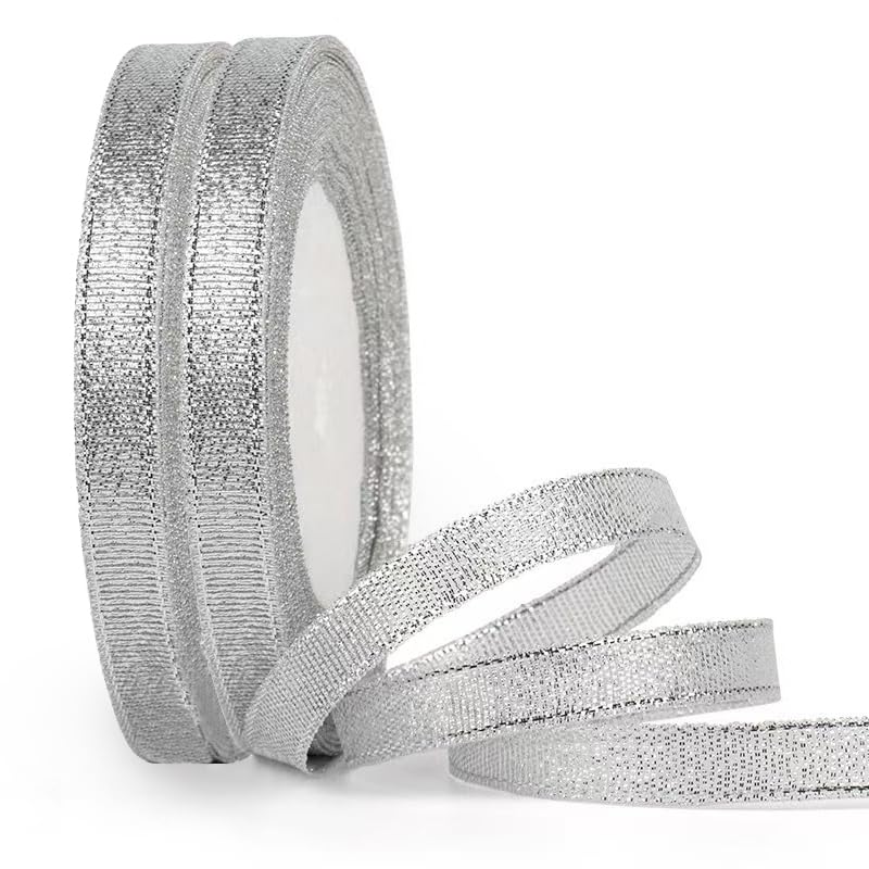 Spikly Ribbons Amazon.com: Silver Glitter Ribbon 3/8 Inch, 25 Yards/Roll x 2 Rolls ...