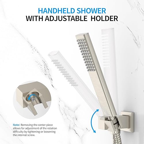 Miniatura 4 de Emabather. - Sistema de ducha negro de 12 pulgadas, de montaje, grifo de ducha con cabezal de ducha de lluvia cuadrado y soporte de mano, negro