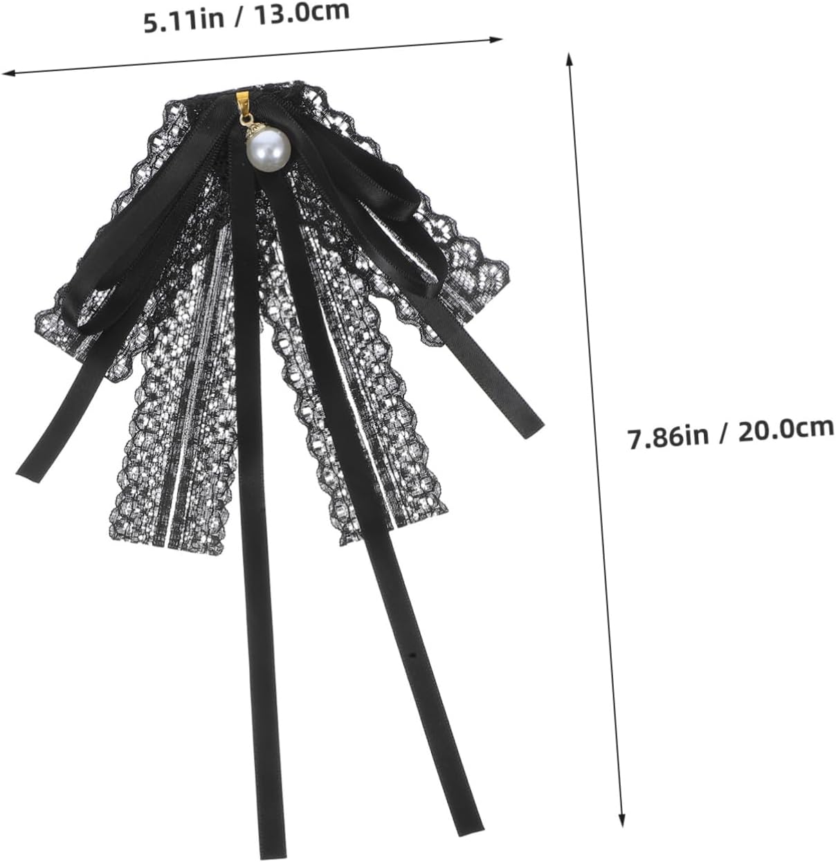 FRCOLOR Elegant Black Lace Bow Tie Collar Pin for Women Handmade Ribbon Brooch Tie Chic Clothing Accessory for Collarless Shirts Blouses and Dresses Fashion