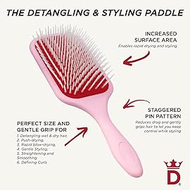 Denman D38 Paddle Hairbrush Pink crush -Air cushioned pad for Detangling, Blow drying, Smoothing, Styling brush - Hair brush For All Hair types - Women and Men