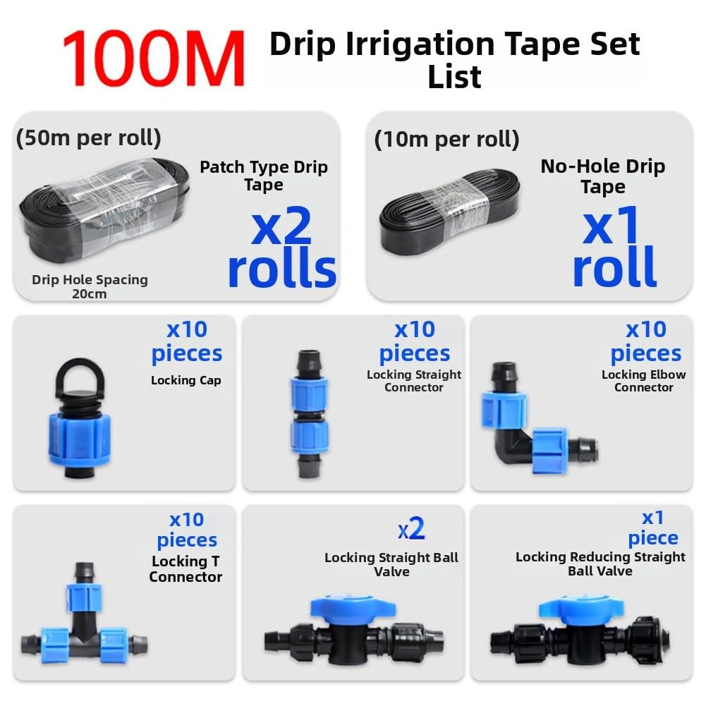 Kit di irrigazione a goccia da 16 mm, sistema di irrigazione completo da giardino con valvole a sfera e Tee, adatto per ortaggi domestici