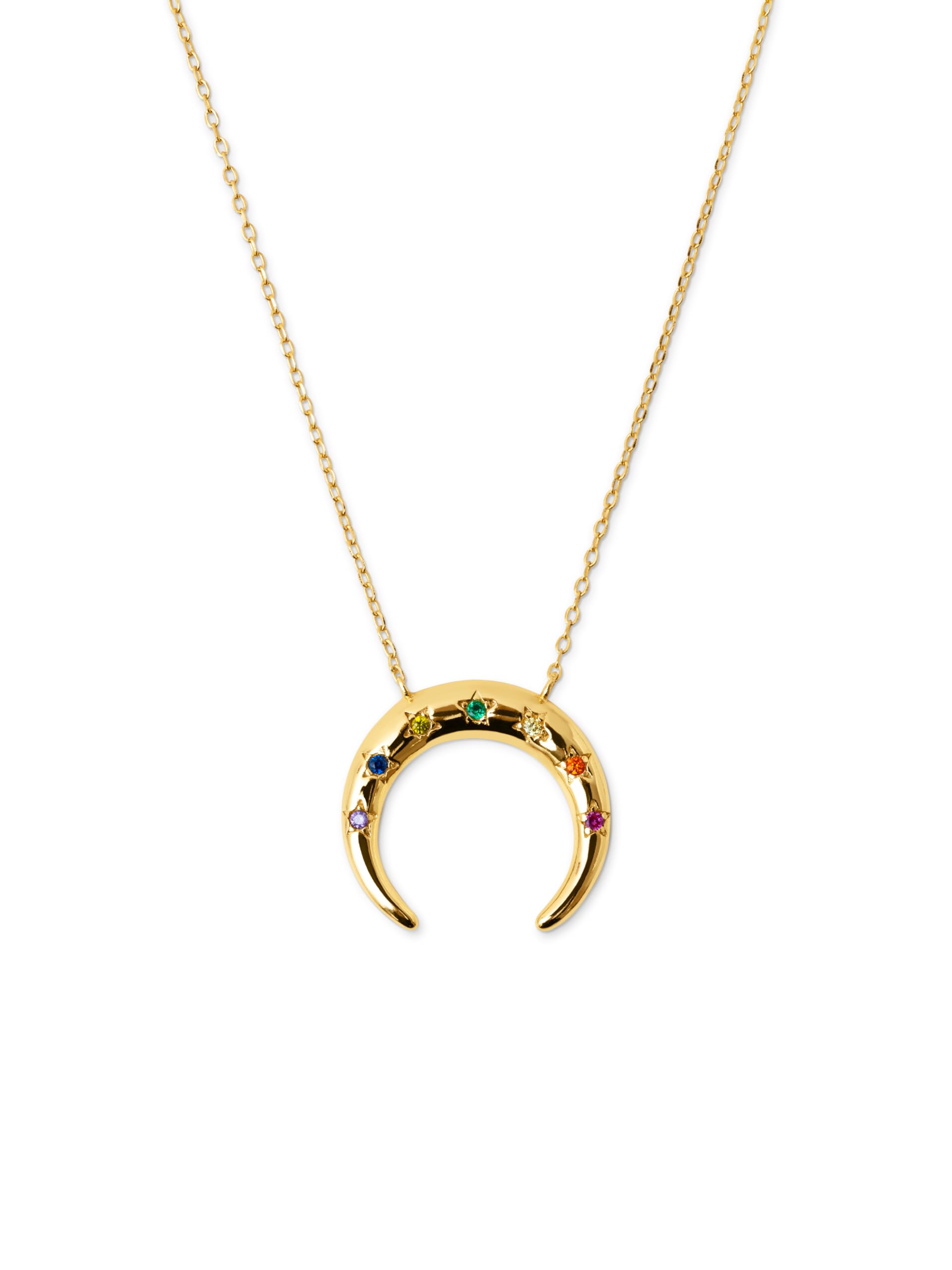 SINGULARU Collar Moonset Colors - Collar en Plata de Ley con Acabado en Baño Oro de 18Kt y Circonitas - Collar con Colgante - Joyas Para Mujer