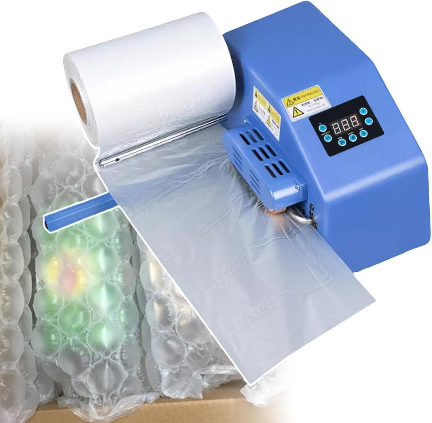 Máquina infladora de embalaje con cojín de aire, llenado automático, velocidad ajustable/volumen de aire/temperatura para llenado y envoltura de vacíos