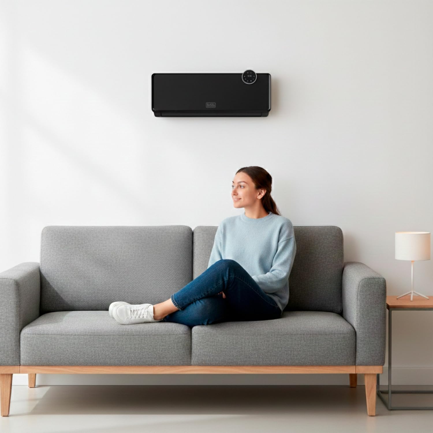 Black+Decker - Calefactor cerámico de pared BXWSH2001E | 2000W | Termostato regulable | Temporizador 24h | Control remoto | Pantalla LED | PTC | Oscilación automática | 20m2