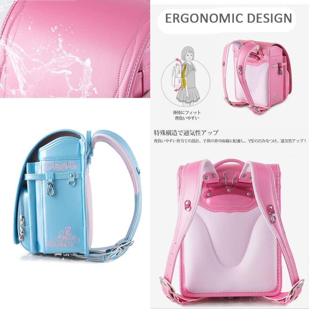 Zaino Scolastico, Zaino Giapponese in PU con Chiusura Automatica, Zaino Leggero, 27 * 20 * 35 cm, rple