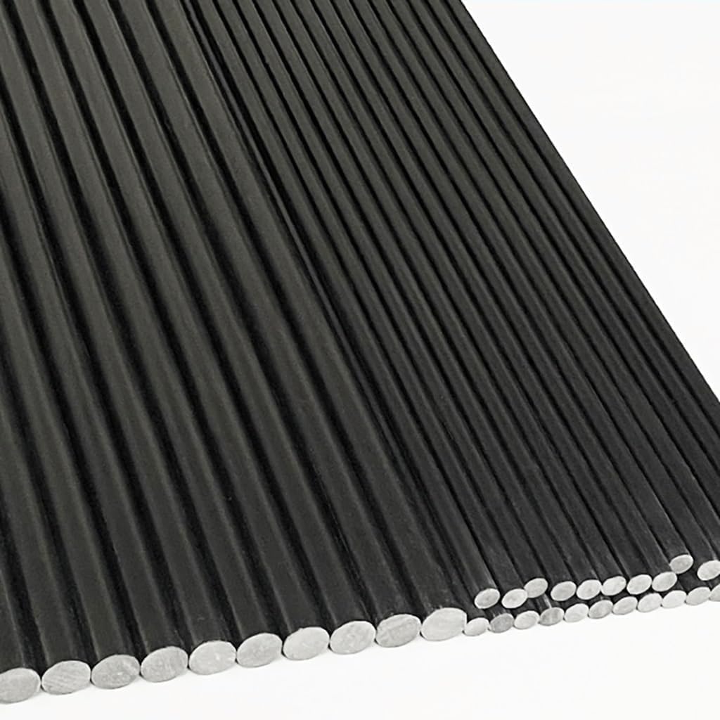 Aste in fibra di vetro nere da 10 pezzi, lunghezza 500 mm, barra in fibra di vetro solida(8.0x500mm)