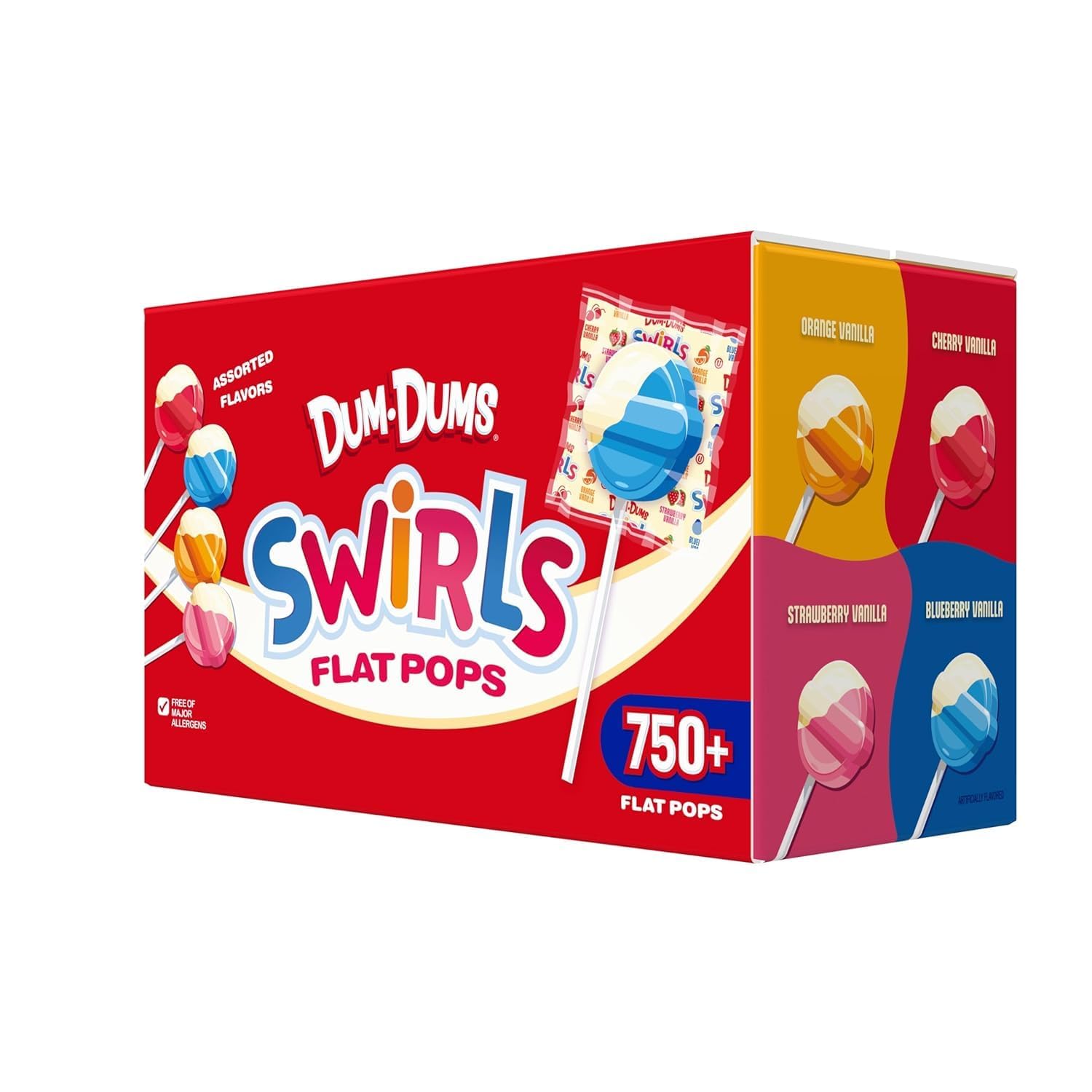 Dum Dums - Swirls Flat Lollipops Individually Wrapped - Classic Suckers & Lollipops for Kids, Toddler Pops, Bulk Candy Suckers - Gluten-Free, Kosher, Assorted Flavors - 750+ Count Case