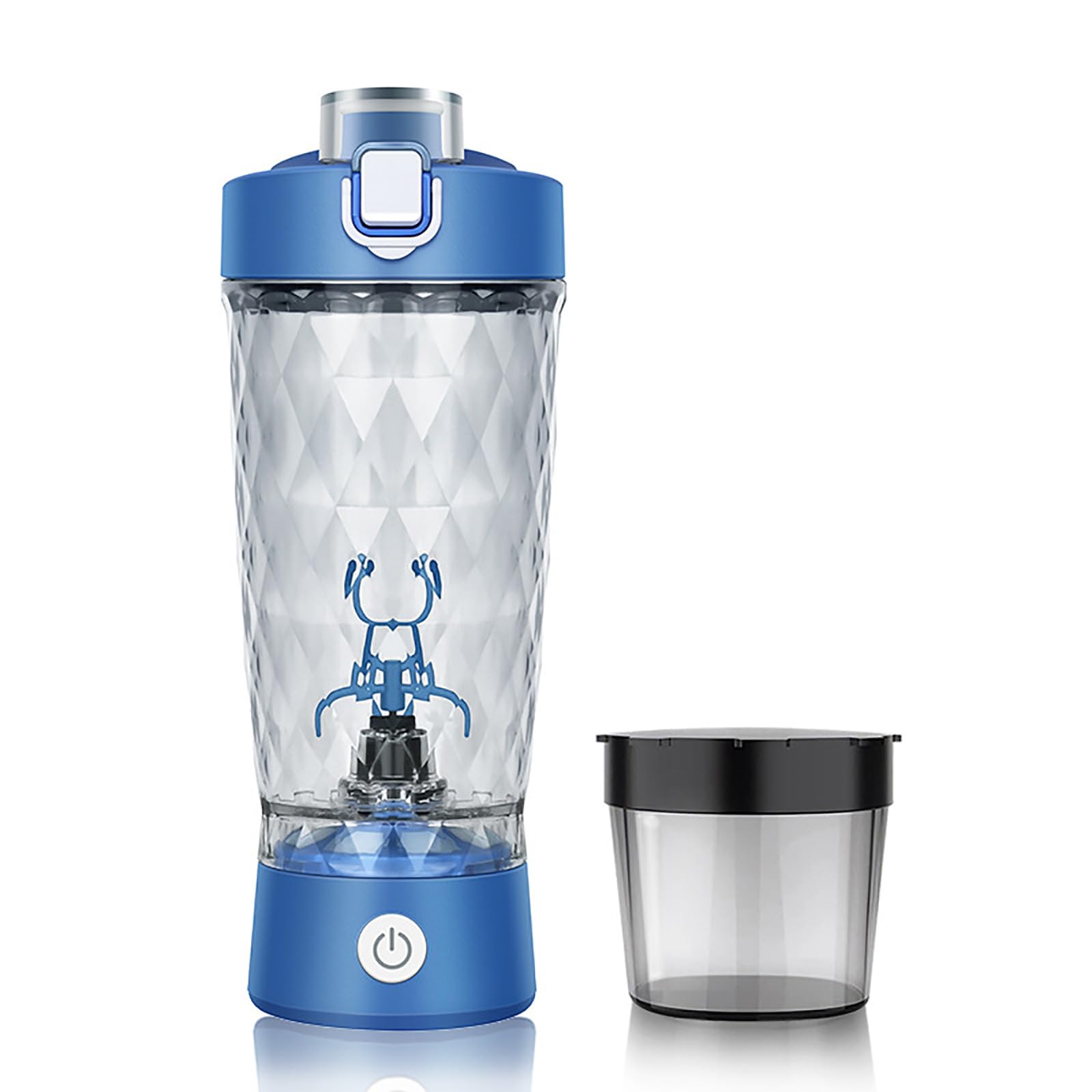 Générique Shaker à une touche, bouteille de shaker électrique de 22 oz avec boîte en poudre 50 g, tasse de mélange de poudre de protéines rechargeables USB pour sport de gym (Bleu)