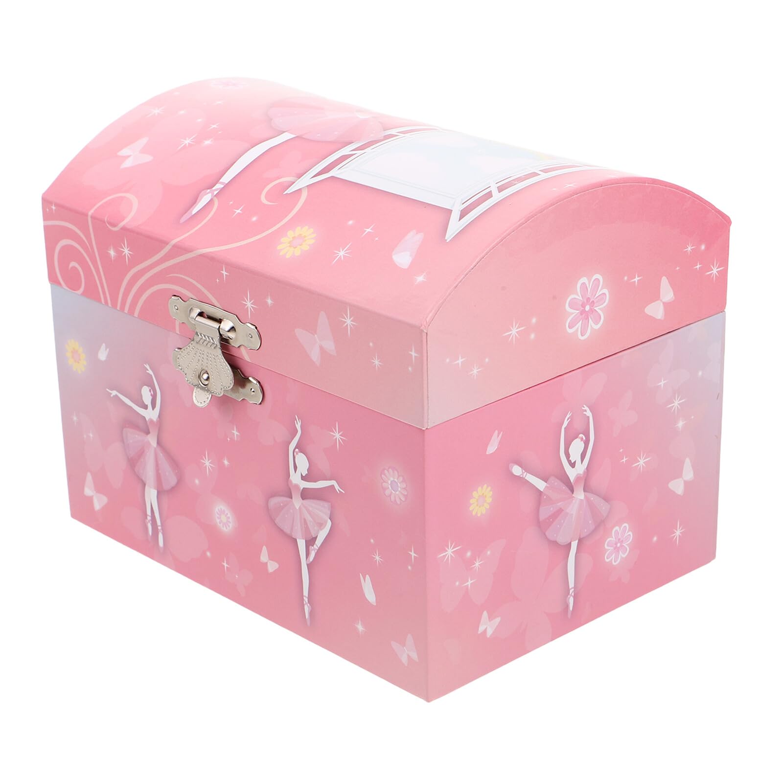 Portagioie Musicale per Bambine con Ballerina Danzante, Specchio e Scomparti Organizzatori, Carillon Classico Rosa Regalo per Compleanno e Festa Natalizia