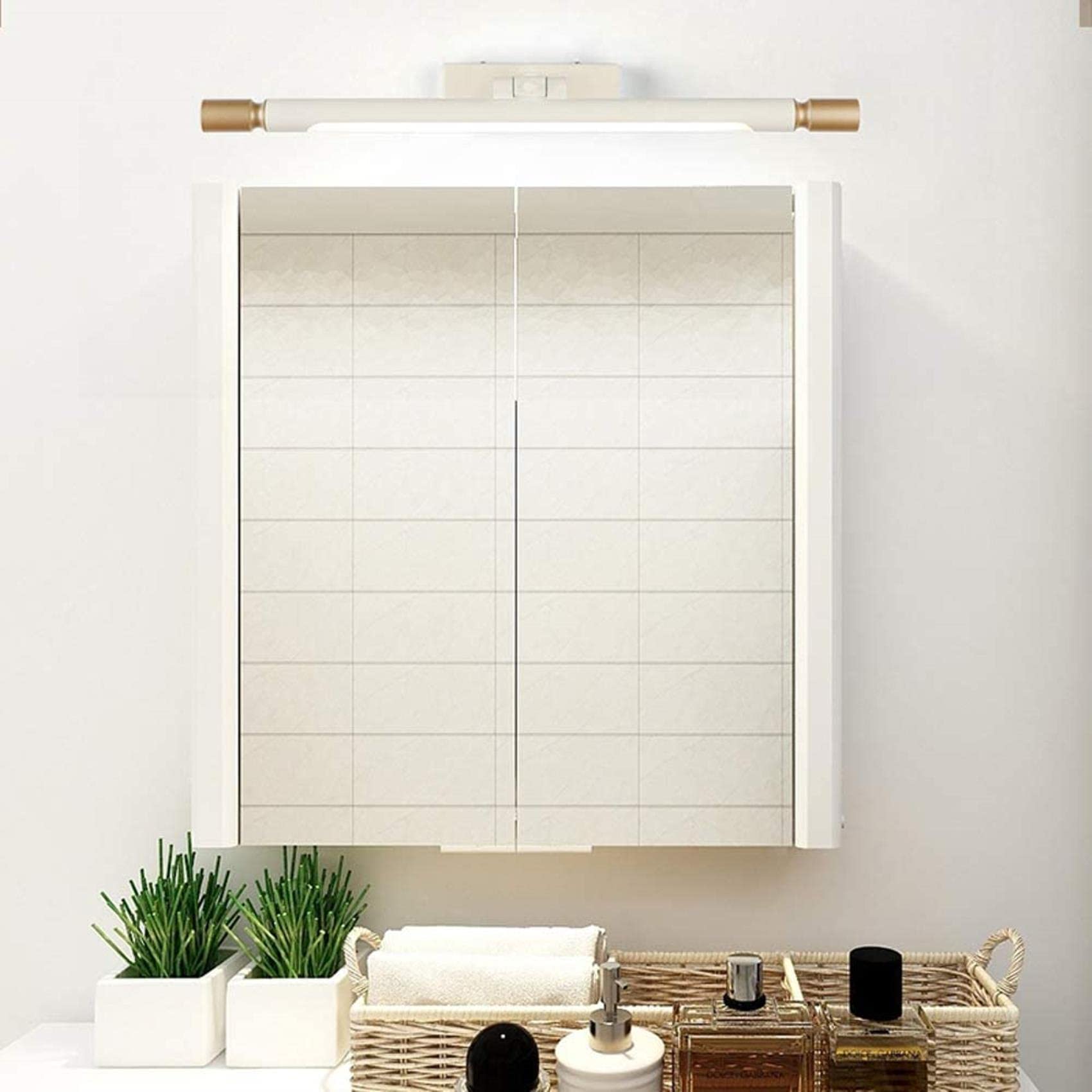 Lampade da Tavolo, Specchio con Luce Frontale a Led, Lampada da Parete con Angolazione Regolabile, Illuminazione per Bagno e Trucco, Luce Calda Bianca, 64 cm