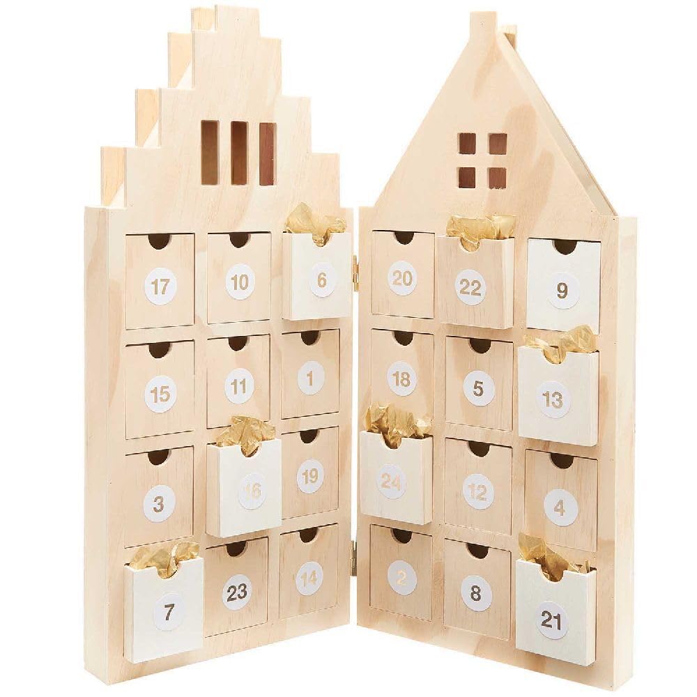 Adventskalender-Haus, mit 24 Schubladen, FSC 100%