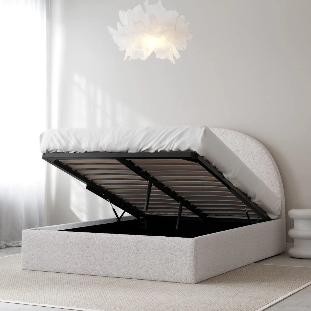 SANA SLEEP Arch Boucle bed frame detail view