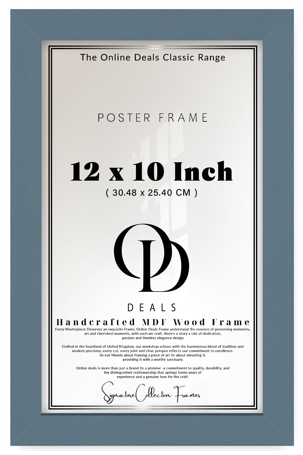 OD Deals | Modern 12 X 10 Inch Poster Frame — Clear Perspex Front For Vertical Or Horizontal Display | Ideal For Home And Art Gallery Use (30.48 X 25.40 CM) — Slim Profile Dark Grey