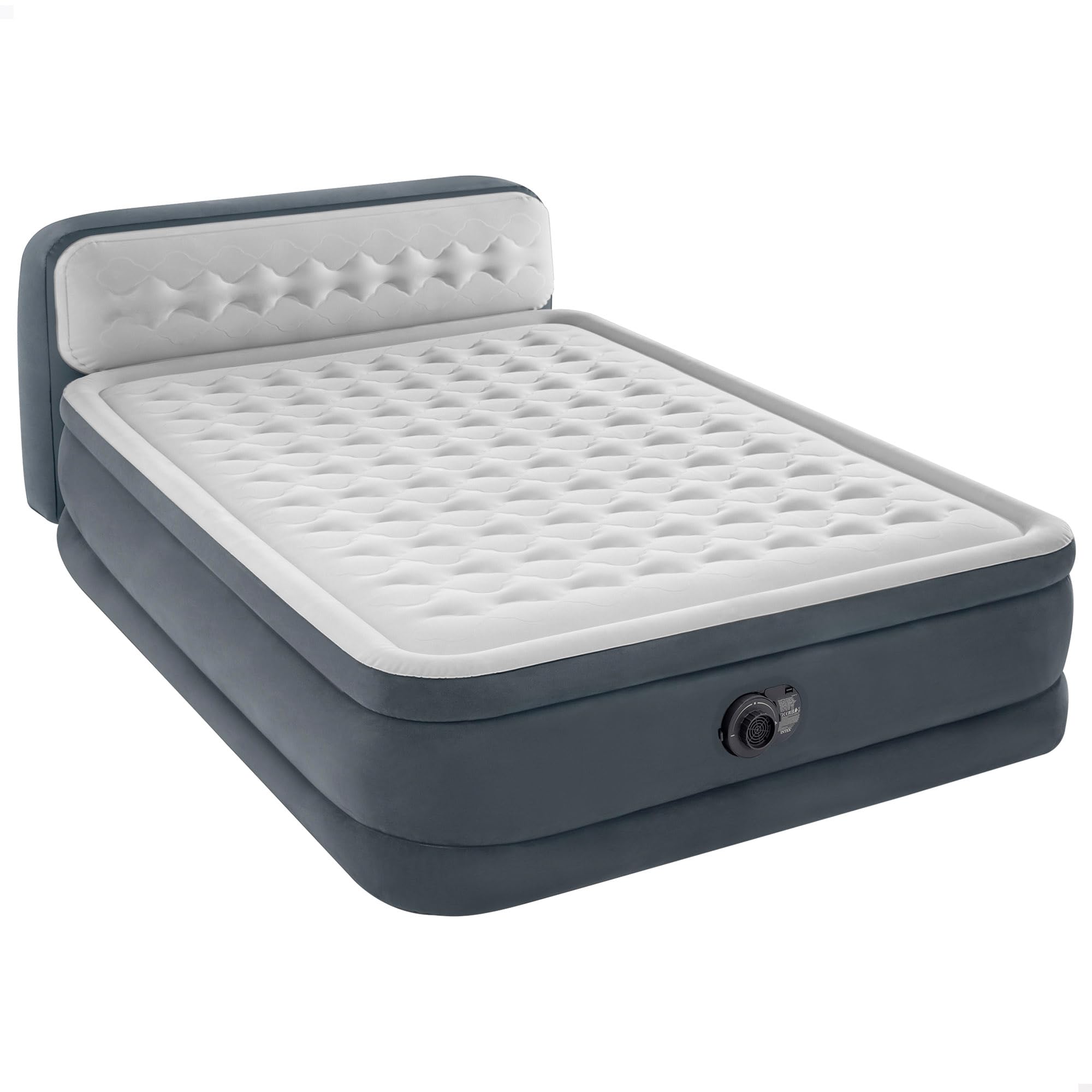 Intex 64448 Materasso Dura-​Beam Con Schienale Tecnologia Fiber Tech Con Pompa Elettrica Incorporata, 152 x 236 x 86 Cm, Blu Navy