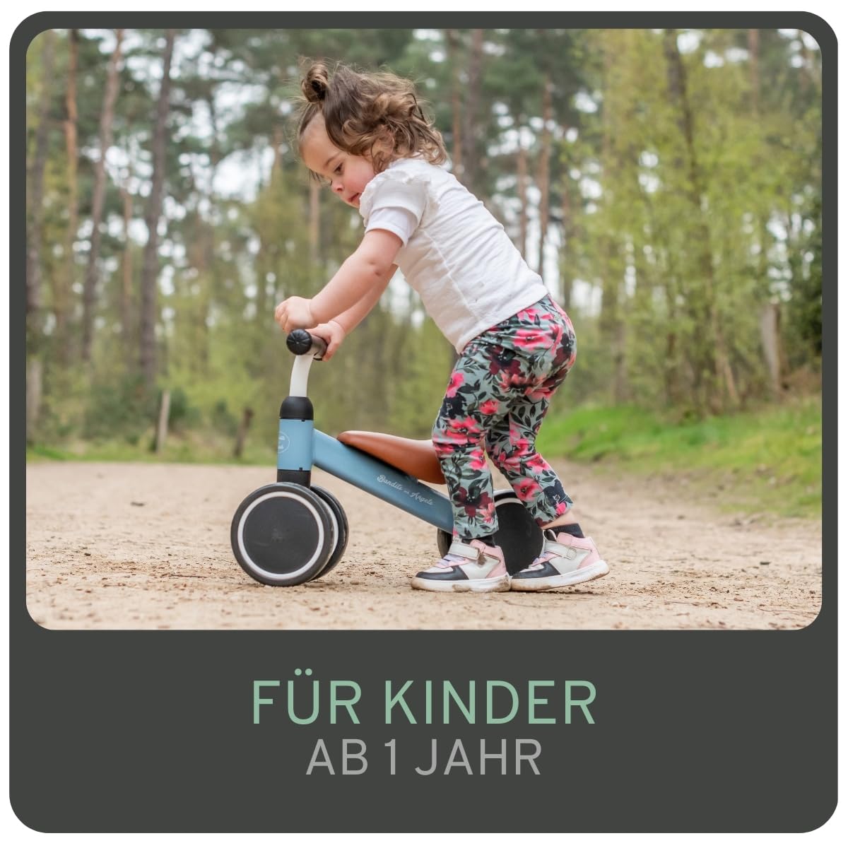 Bandits & Angels Laufrad Little Starter für 1 Jahr - Lauflernrad - Vierrad - Pannenfreie Reifen - Metall - Geburtsdag Geschenk - CE