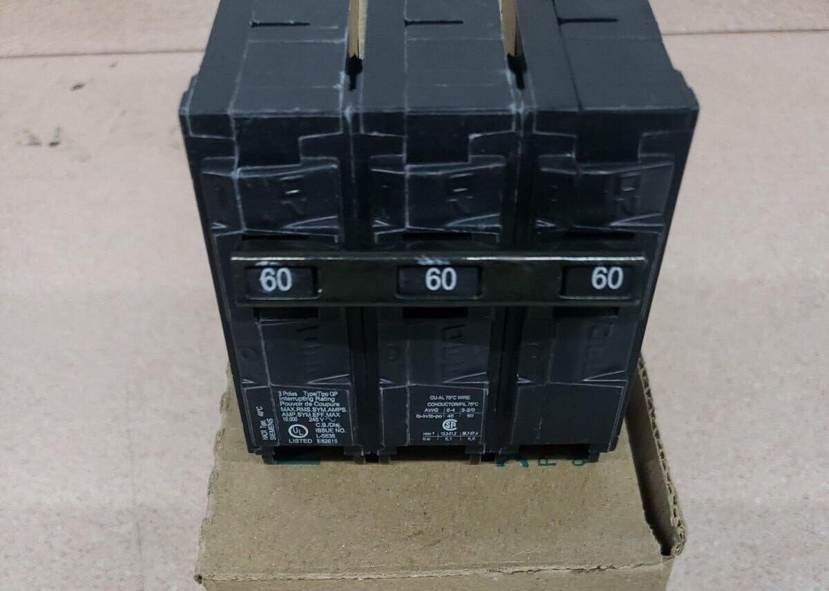 1 Pc of New Q360 Circuit Breaker, 60 A, 240V Ac, 3 Pole, Plug in QP360