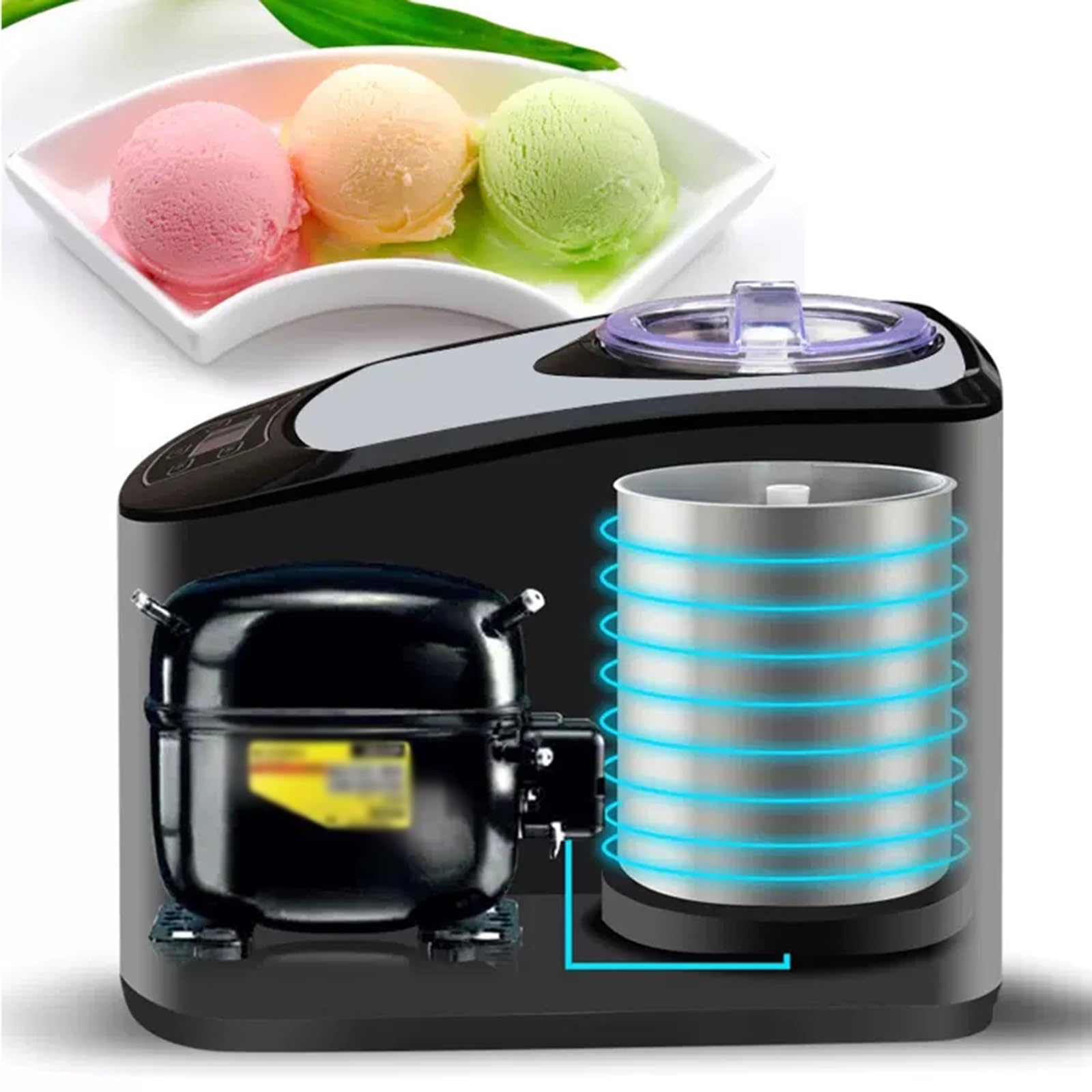 HASMI Heladera Máquina de Helados Suaves for el hogar, máquina de Helados DIY for Helados Suaves, medianos y Duros Hacer Helado (Color : B), Dingzhebo2022