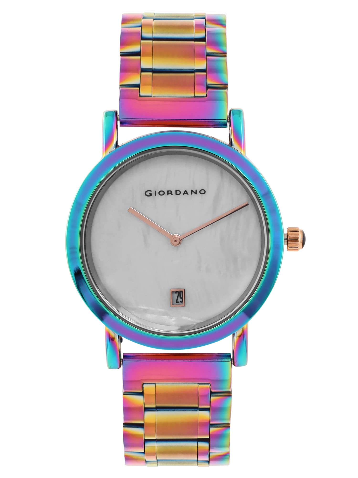 Giordano Analog Watch for Women with See Through Elegant White Stainless Steel Dial and Multi Color Strap, Ladies Wrist Watch with 1 Year Warrant y- GZ-60018-33 (B0BBVWJQVL) Amazon Price History, Amazon Price Tracker