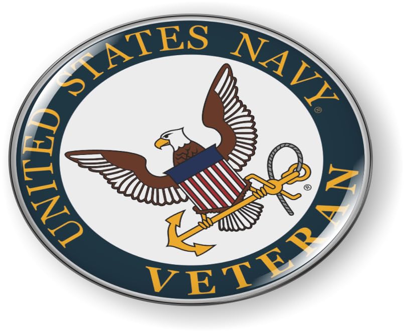 Image of Veteran U.S. Navy Eagle Anchor Color CAR Emblem Badge Sticker Flexible | Officially Licensed US Navy Product, 3D Domed, made by BestLicensePlateFrames