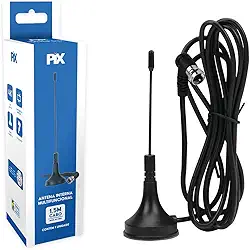 PIX Antena HDTV Digital Mini Multifuncional Cabo 1,5 metros, Preto, SC-523