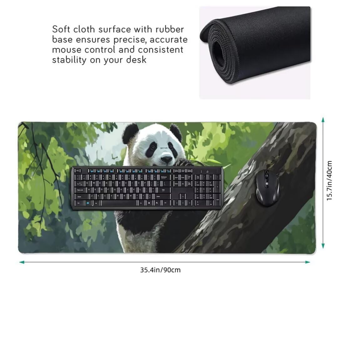 Alfombrilla Ratón XXL, 1000x600x3mm Impermeable Alfombrilla Ratón Bosque Panda Gigante Alfombrilla Raton, Mouse Pad XXL Base Antideslizante Mejora Precisión Velocidad, Ideal Oficina Accesorio Gaming