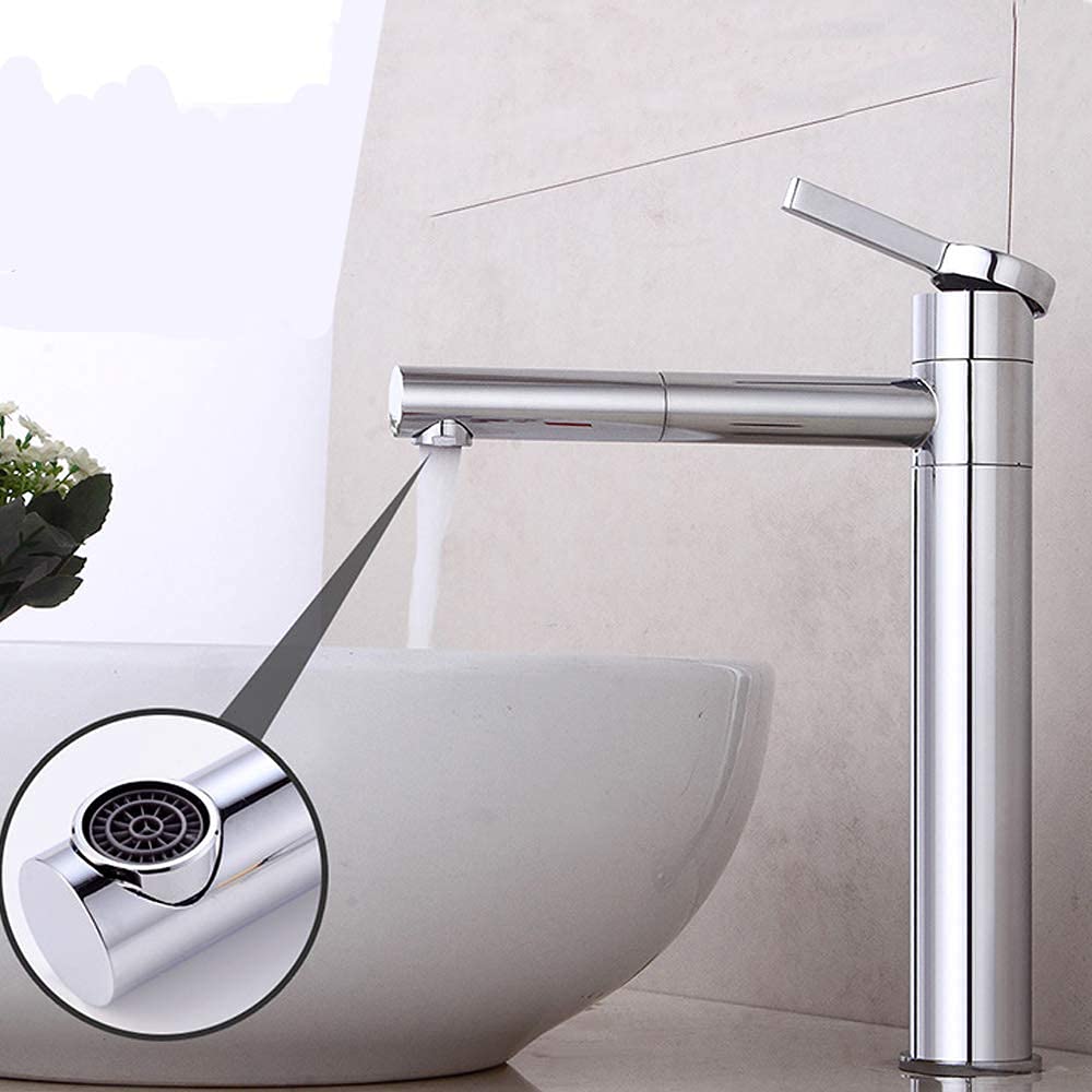 Grifo de fregadero, grifo de lavabo de cocina, grifo de lavabo de baño, grifo de baño moderno, grifo de rotación de 360 grados, grifo de agua fría y caliente, cartucho de cerámica LWX