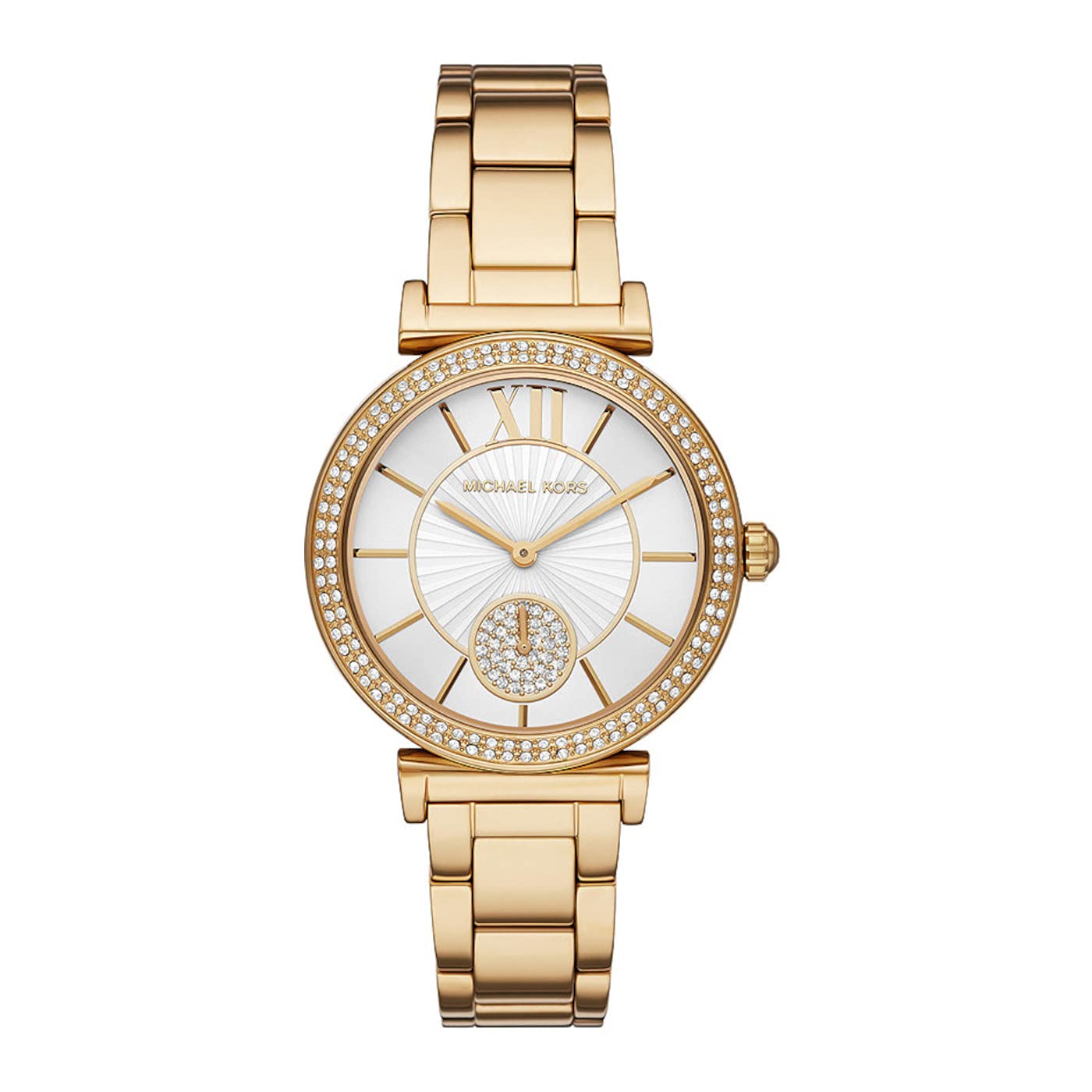 Michael Kors Abbey Reloj para Mujer, Movimiento de Cuarzo con Correa de Acero Inoxidable o Piel
