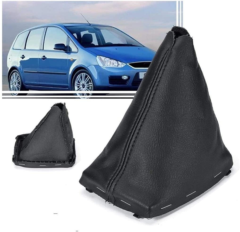 Copri Pomello Del Cambio In Pelle PU Per Ford Fusion/Escape/Focus – Nero Cucito Grigio, Con Ago E Filo