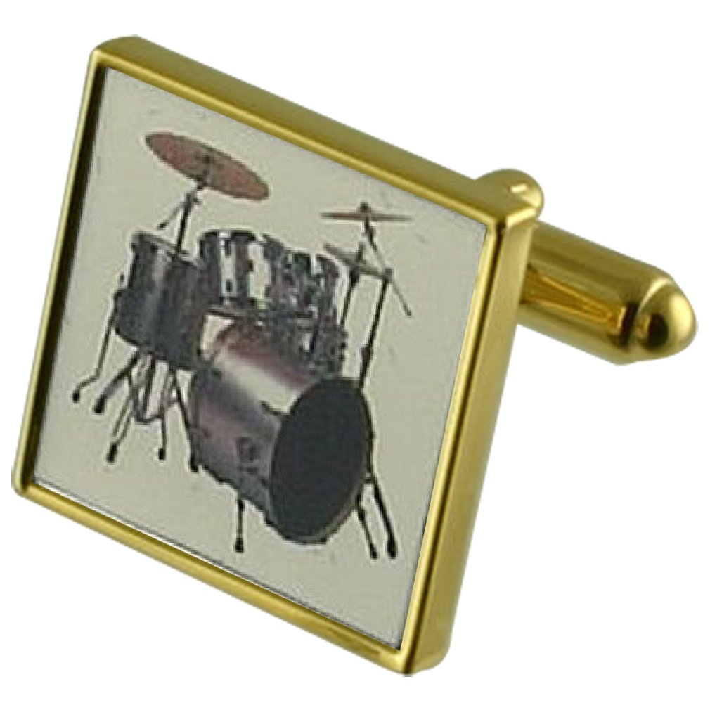 Gemelos de oro de batería musical con estuche grabado para evitar pérdidas de accesorios 5