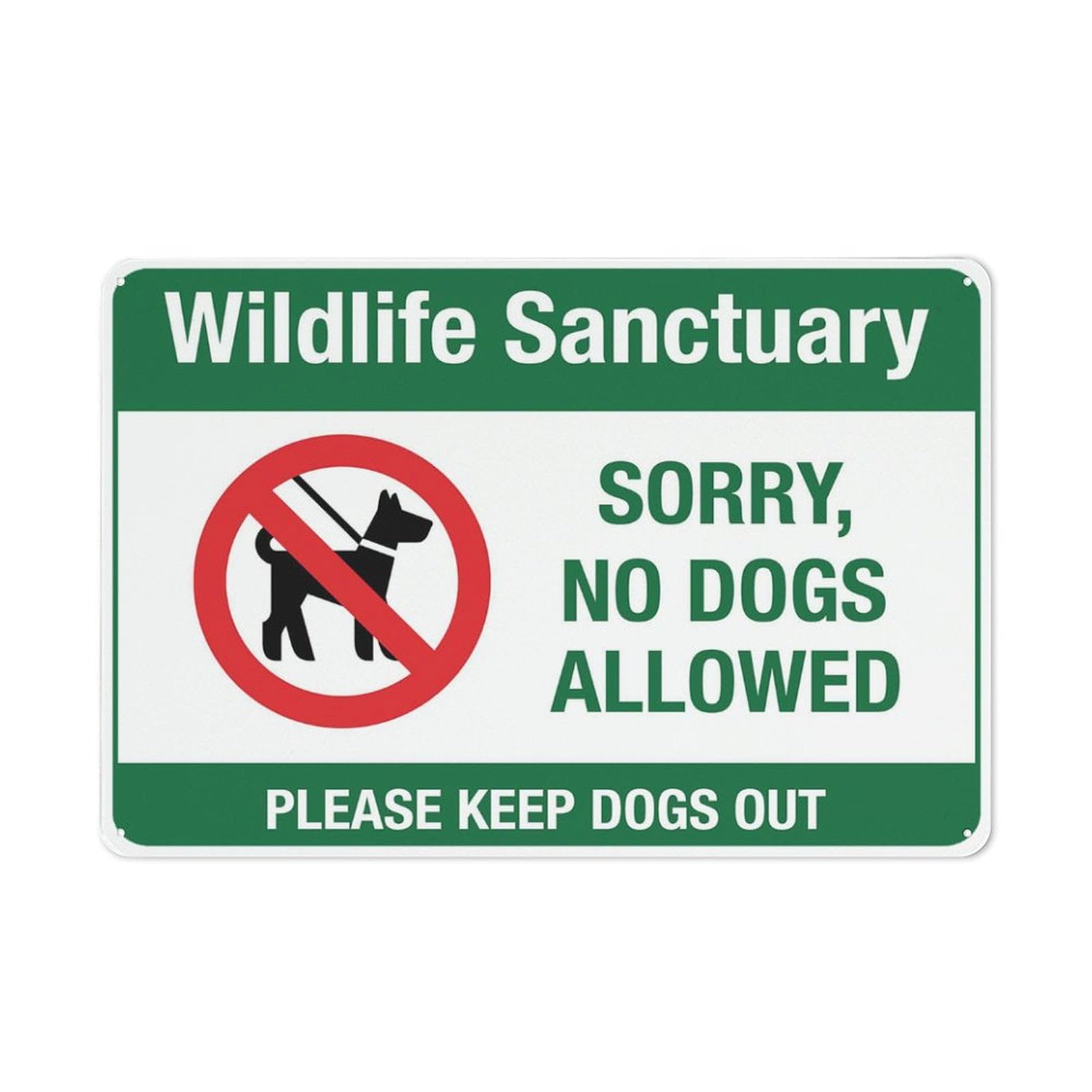 peiyeety Wildlife Sanctuary No Dogs Allowed Sign - 8"x12" Rust Free Aluminum, Outdoor/Indoor For Home/Business/Yard