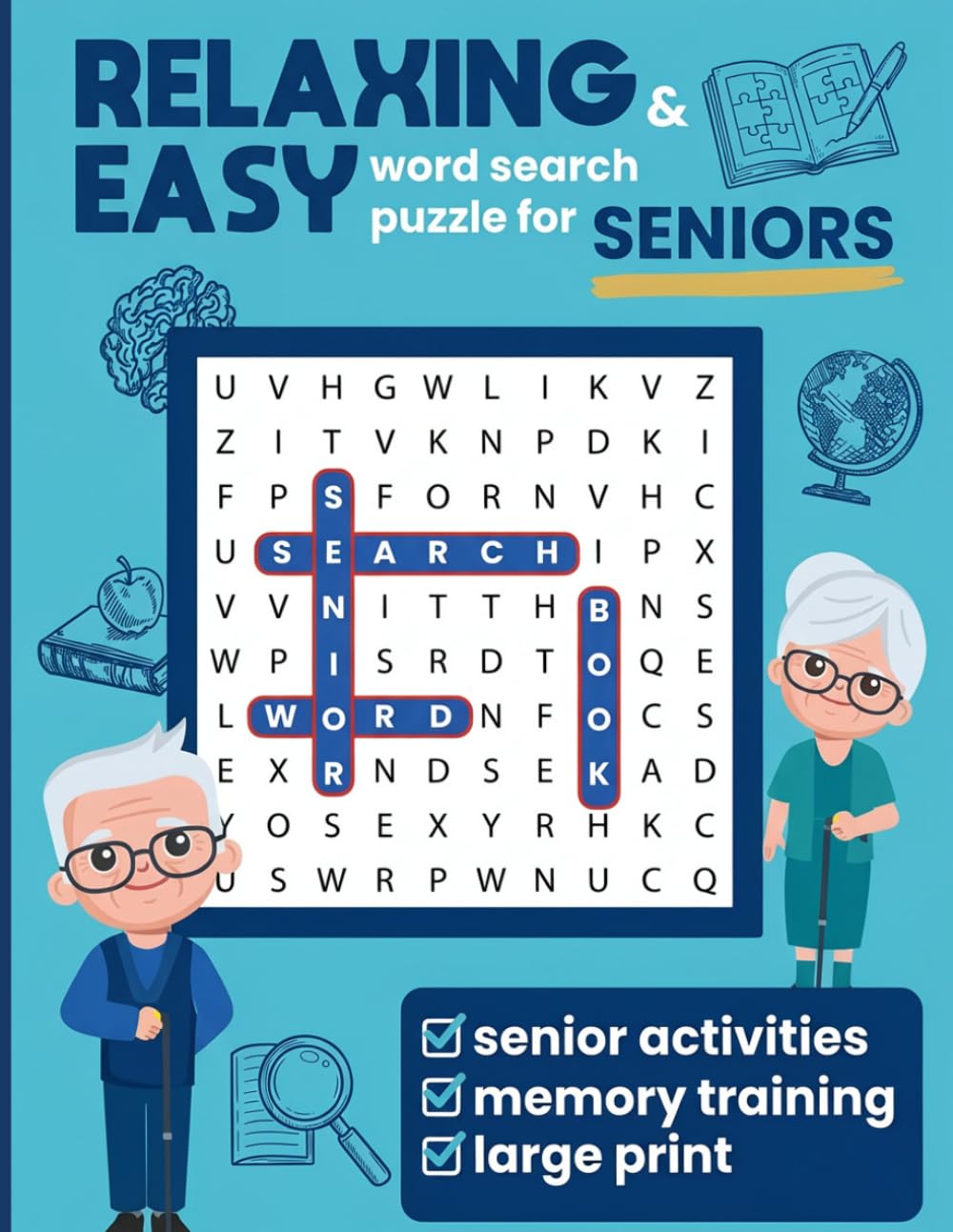 Relaxing and Easy word search puzzle for seniors. Easy Large Print Activities for Seniors with Dementia and Alzheimer's