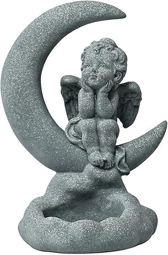 livelyfish Estatua de ángel guardián, pequeña figura de querubín rezando, alas de arenisca, escultura de ángel para acuario, hogar, pecera,