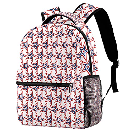 Sac à dos de voyage avec porte-bouteille enfants motif étoiles bleu rouge