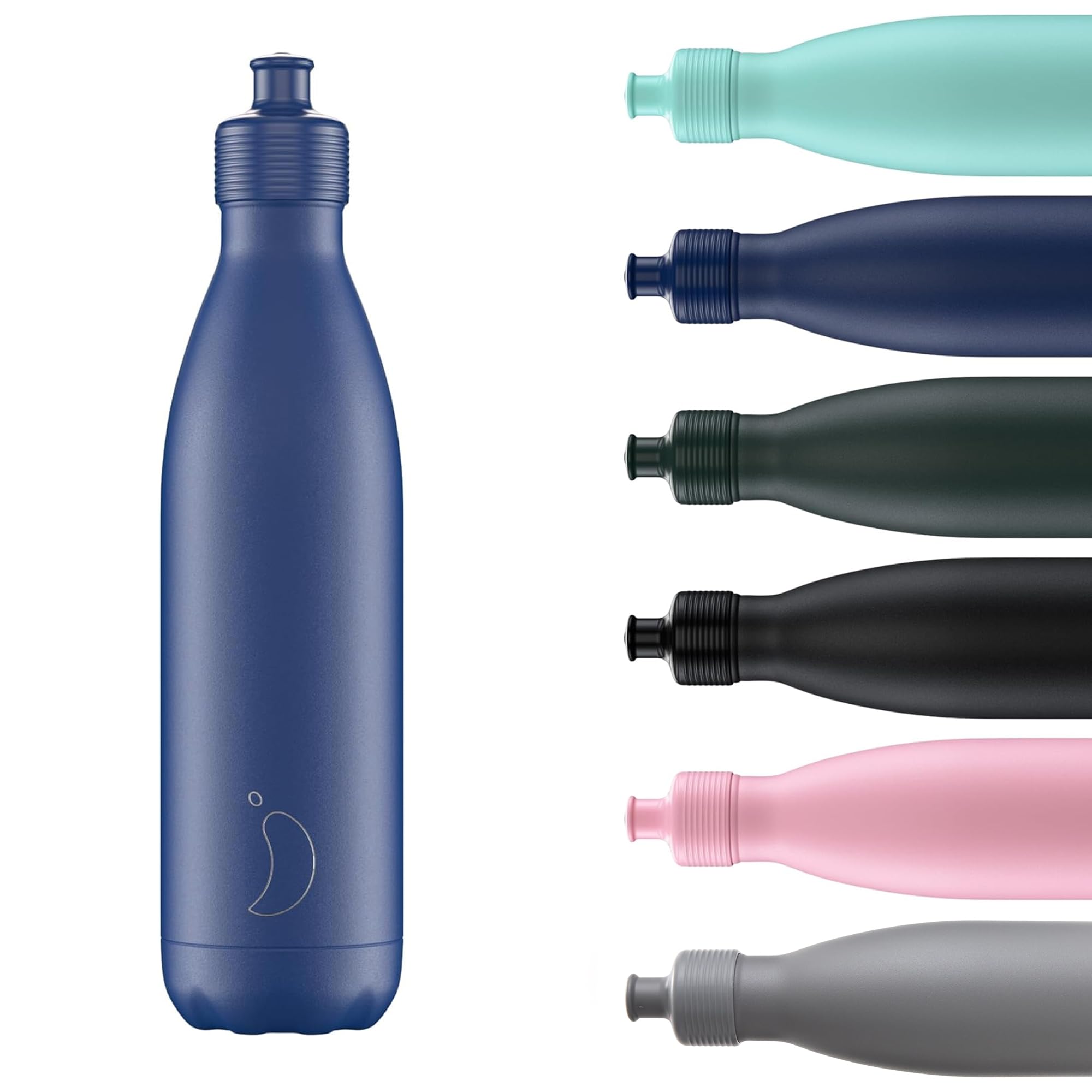 Chilly's Original Sports Bottles - BPA-Free Stainless Steel Reusable Water Bottle - Keeps Cold, Double Walled, Vacuum Insulated - Dishwasher Safe Lid - 500ml - Matte Blue