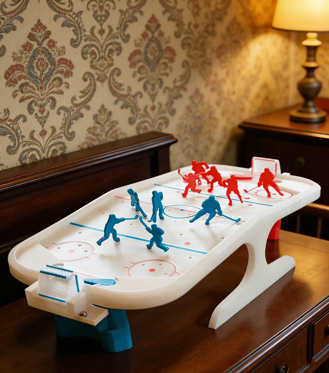 Desktop Hockey Tabletop Game – Pinball Style Strategy Board Game with Removable Defender Pieces – Compact Desk Game for Home, Office or Game Room (3D Printed PLA)