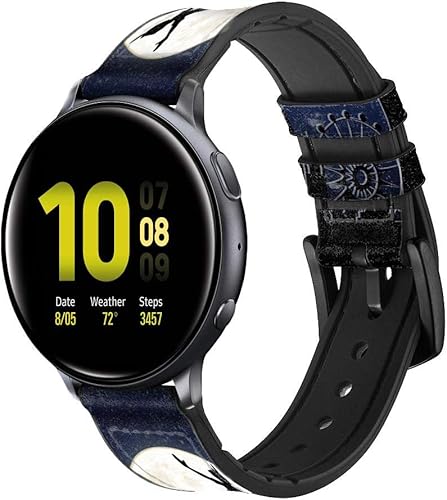 CA0633 Peter Pan Fly Full Moon Night Leather & Silicone Smart Watch Band Strap for Samsung Galaxy Watch Watch3, Gear S3 Models Gear S3 Frontier Gear