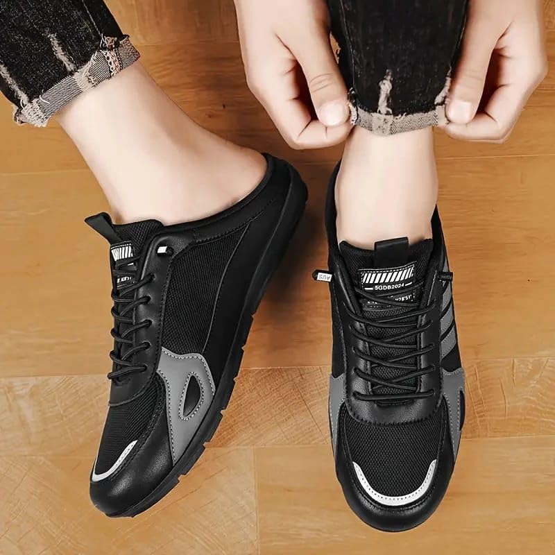 Image of BLUE POP Men's Half Shoe Sneaker Mules, Lace-Up Backless Loafers