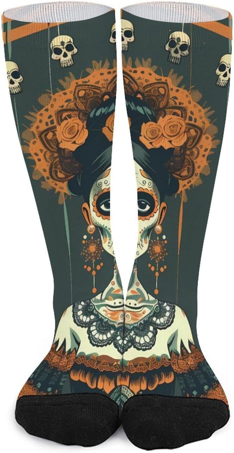 Dia De Los Muertos Marionettes Knee High Socks Athletic Long Stockings Sport Casual Crew Tube Sock Boot 40cm