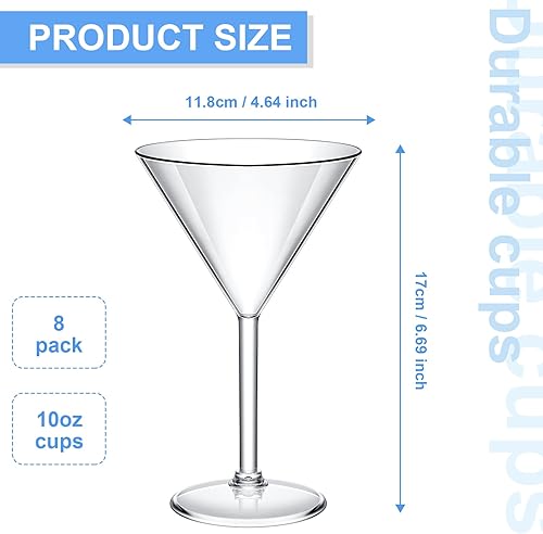Miniatura 10 de Vasos de Martini de plástico de 10 onzas vasos de cóctel acrílicos irrompibles vasos de plástico vasos de postre vasos de cóctel vasos de bebidas