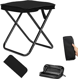 ARTGUTS Taburete de camping de 30 cm, mini taburete plegable portátil, ligero para camping, silla plegable para senderismo, jardín, pesca, barbacoa, playa (negro)
