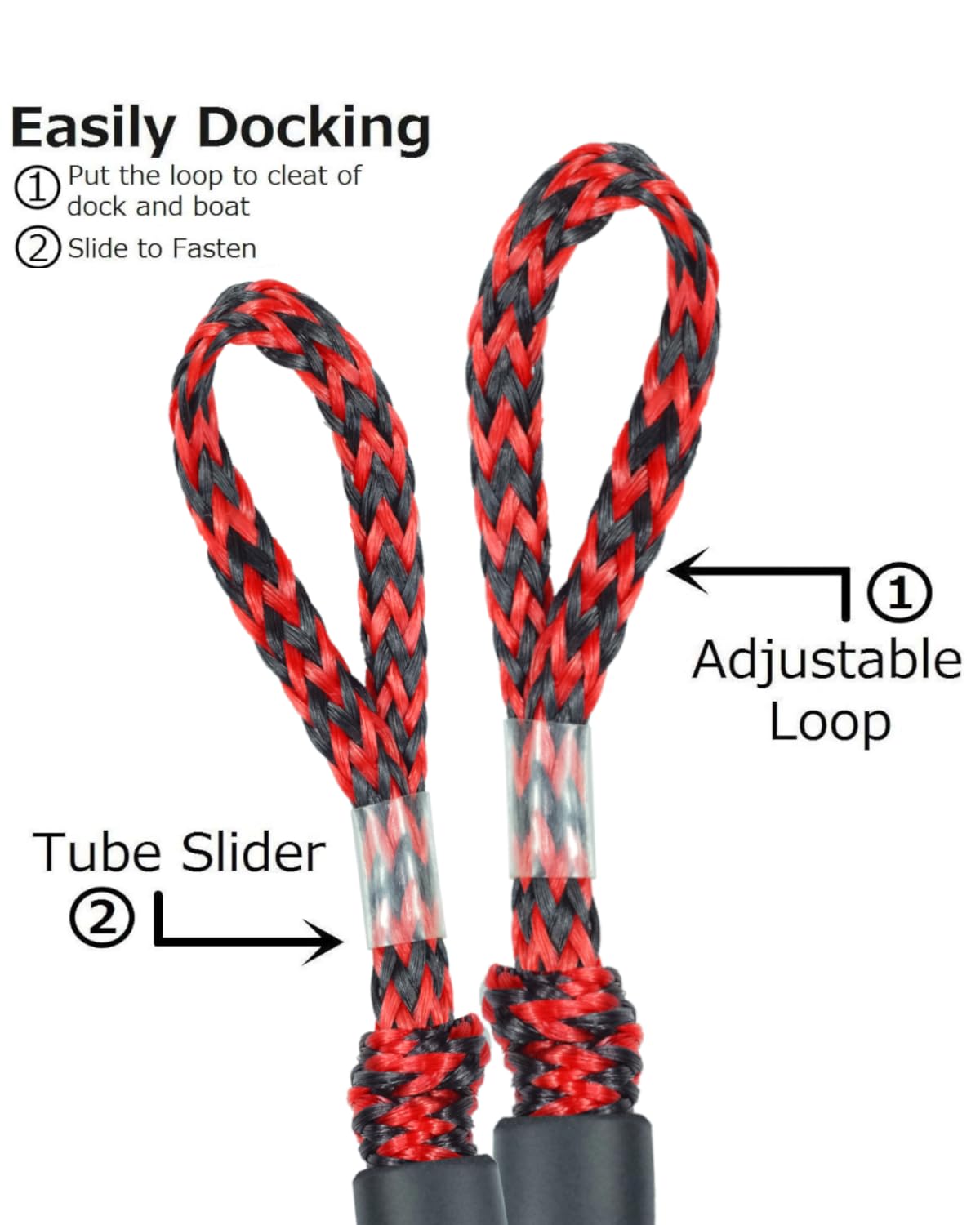 Geelu 2-Pack Bungee Dock Lines (2.5 FT) - Shock Absorbing Boat Fender Ropes For Docking Jetskis, Pontoons & Small Boats