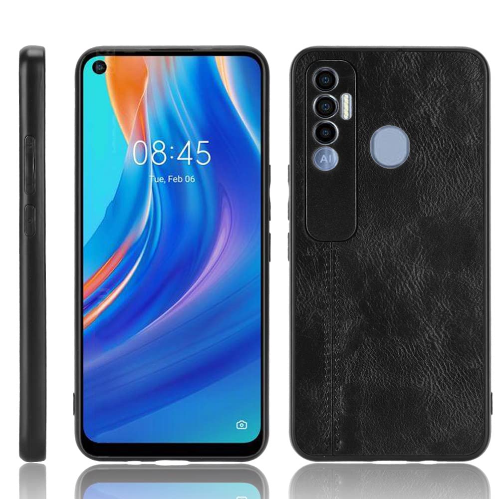 Case Compatible with Tecno Spark 7 Pro,Compatible with Tecno Spark 7 Pro [PU Leather Texture][PU+PC+TPU] 3 in 1 Camera Protection Cover Black