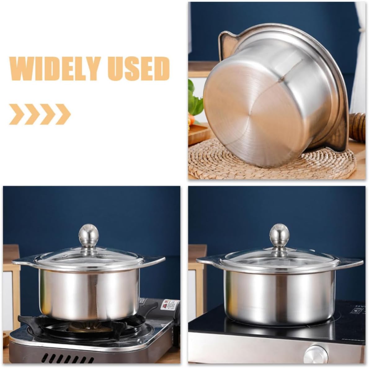 Stainless Steel Stock Pot Hot Pot with Divider Xmas for Restaurant