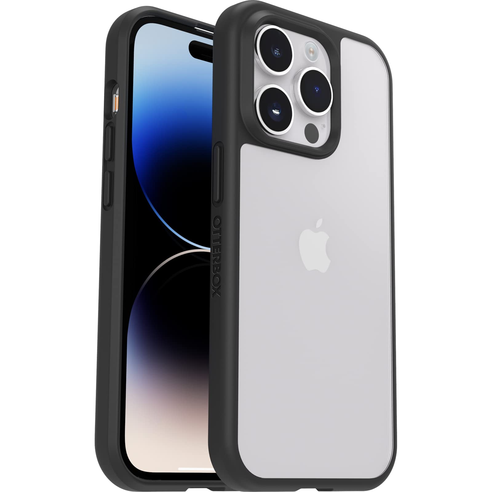 OtterBox Cover per iPhone 14 Pro Sleek, resistente a shock e cadute, testata a norme anti caduta MIL-STD 810G, Protezione Antimicrobica, Trasparente/Nero, Senza Retail Package
