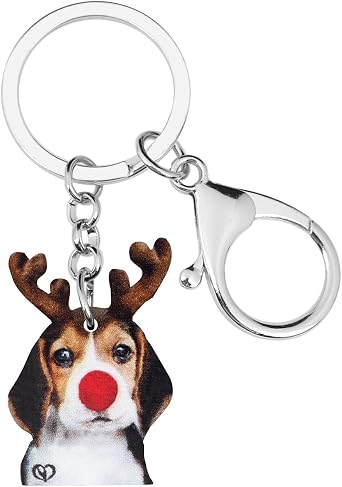 WEVENI Acrylic Cute Beagle Dog Keychain Accessories For Women Girls Bag Car Charms