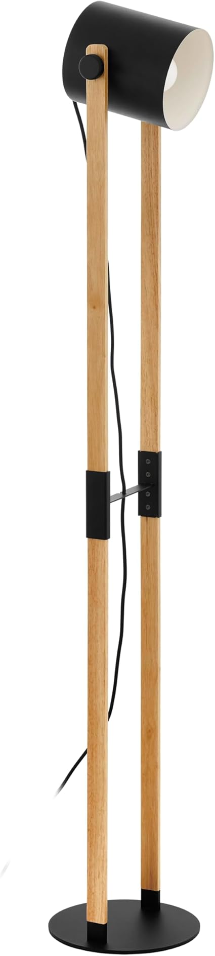 Eglo EGLO vloerlamp Hornwood, vintage leeslamp in industrieel ontwerp, FSC, staande lamp retro van staal en hout, kleur zwart, crème, bruin, E27 fitting, FSC-gecertificeerd, incl. voetschakelaar
